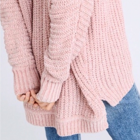 Chenille Cardigan Open Front Dusty Pink Mauve Oversized Sweater Womens Small NWT - Picture 7 of 8
